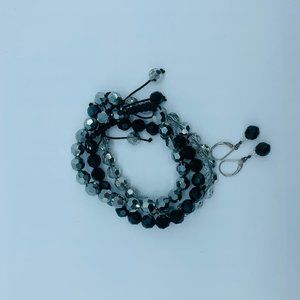 Black and Silver Adrienne Designs 3 piece bracelet set with matching earrings